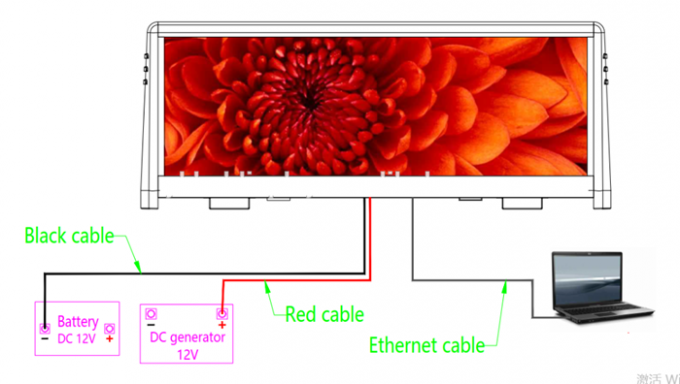 Wireless Double Side Taxi Top Led Screen GPRS Waterproof Aluminum Frame 12V